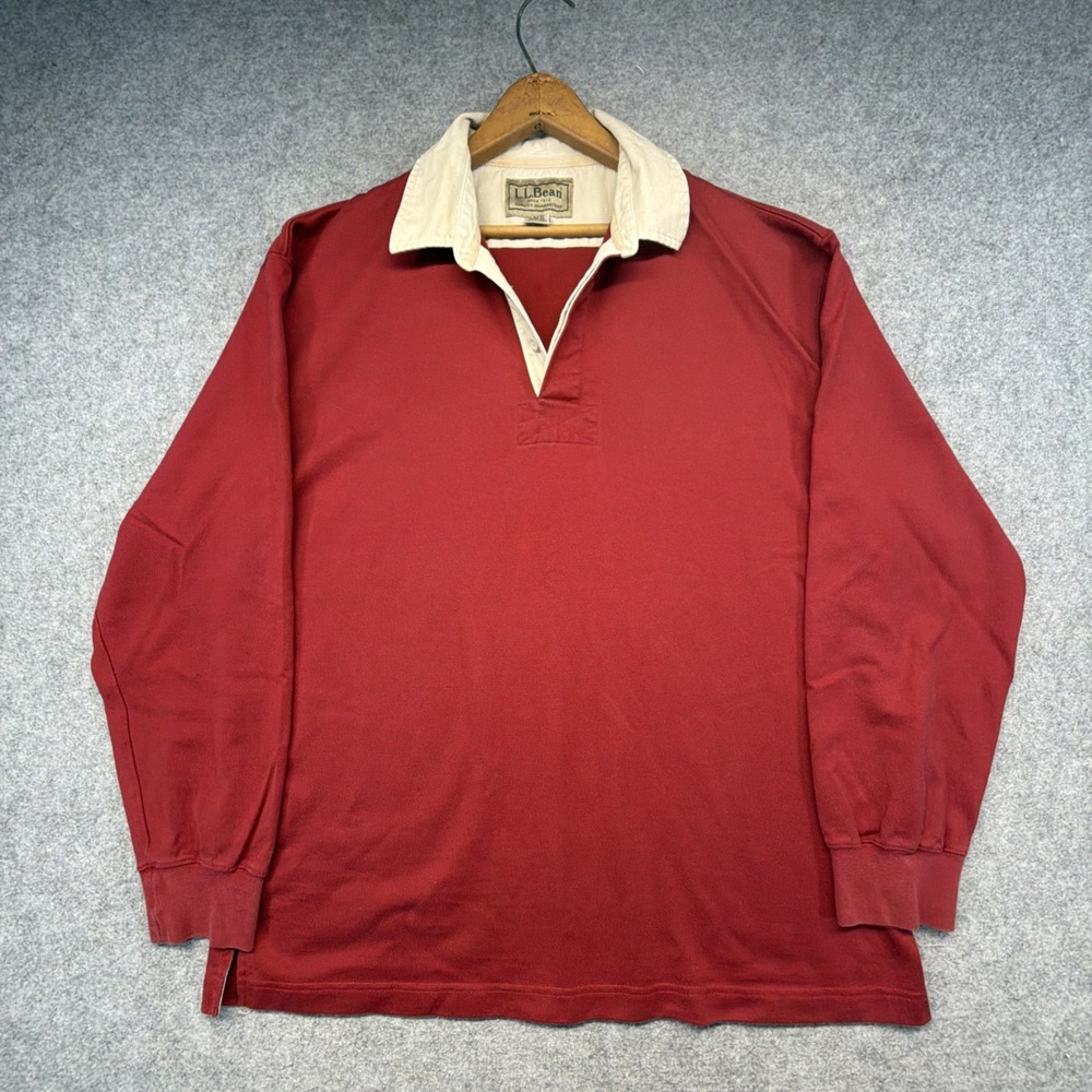 Vintage LL Bean Rugby Shirt Mens Large Heavy Cotton Polo Preppy Y2K
